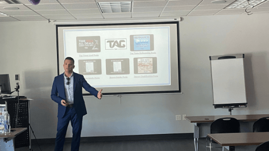 Anthony Angelillo presenting TAG tools at a training session