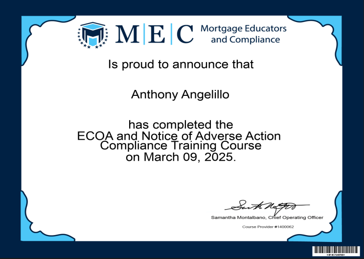 ECOA and Notice of Adverse Action Compliance Training Course