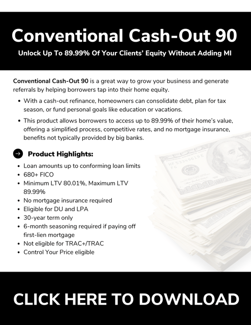 Conventional Cash-Out 90 Cover