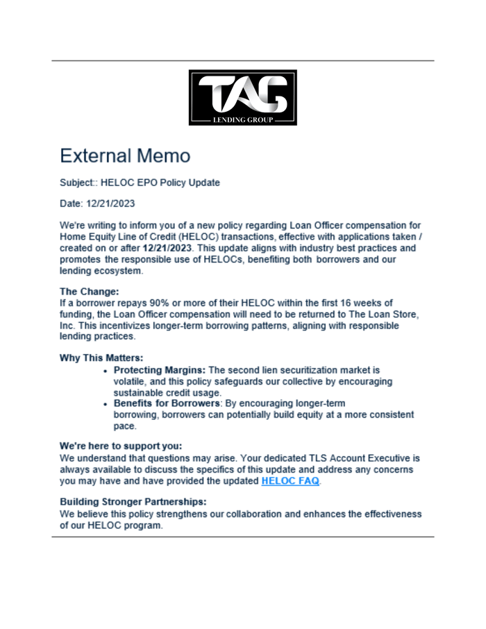 HELOC MEMO