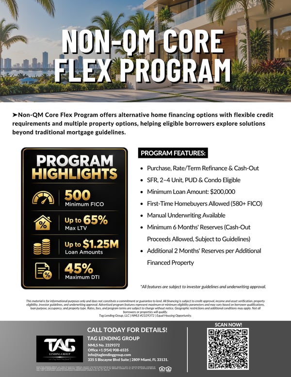 Non-QM Core Flex Program loan program sheet